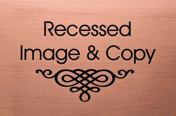 recessed image & copy etched and engraved metal plaque