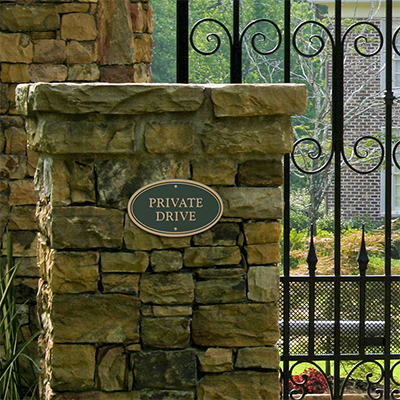 Private drive house plaque